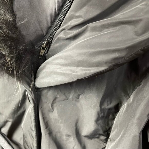 Danier Leather Puffer Nylon Coat Removable Fur Collar Zip Pockets Parka Jacket M - Picture 13 of 16